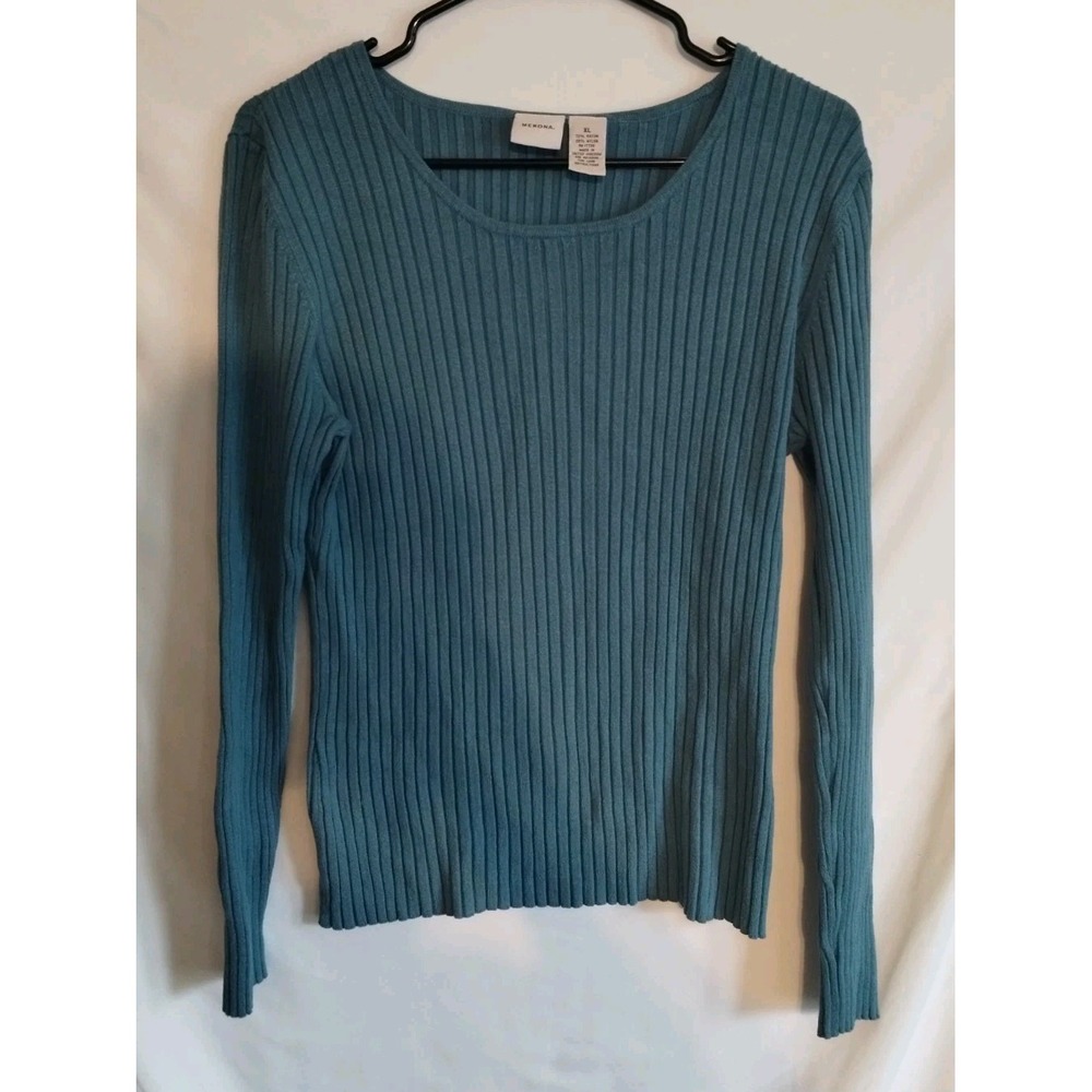 Merona Long Sleeve Blue/Gray Top Size XL